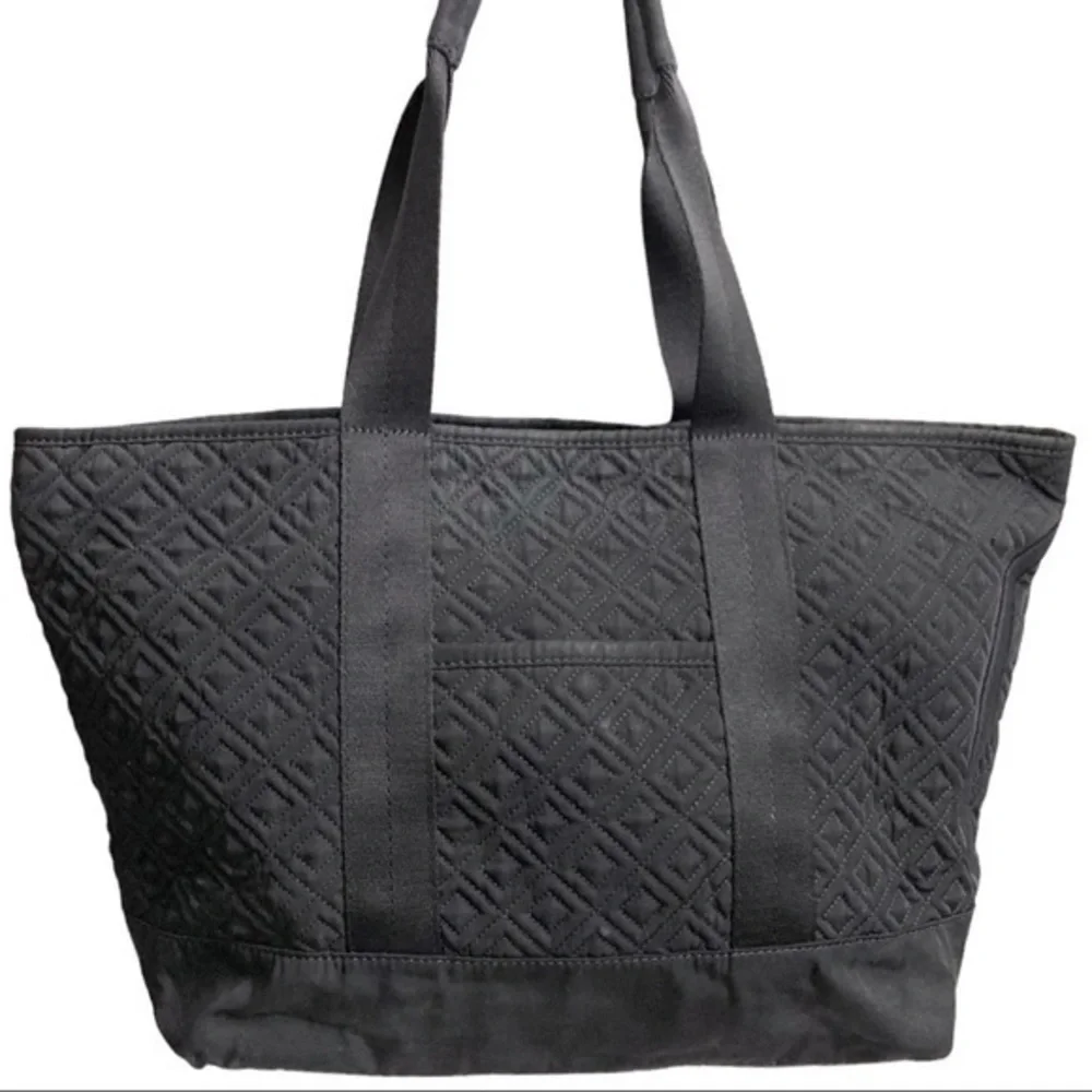 Tory Burch quilted black nylon tote bag
